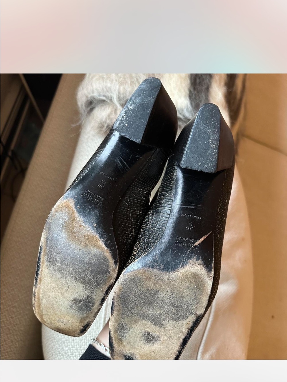 Vintage Miu Miu Black Cracked Leather Loafers - Picture 3 of 3